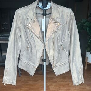 White House Black Market Gold Leather Jacket